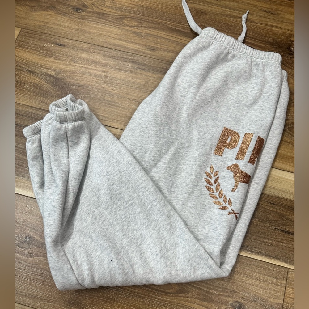 Ladies PINK size large grey joggers